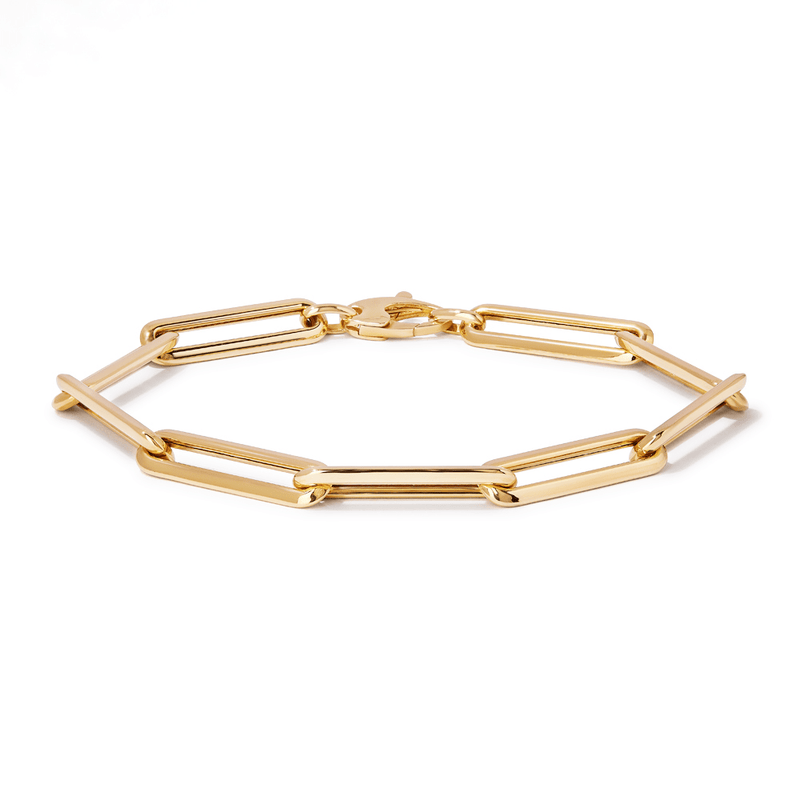 20cm Bold Paperclip Bracelet in 9kt Bonded Yellow Gold Bracelets Bevilles 