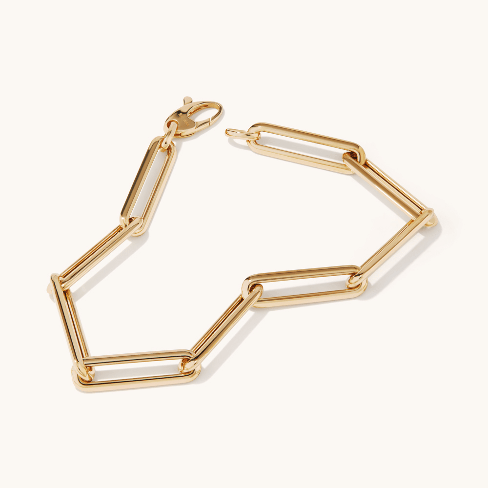 20cm Bold Paperclip Bracelet in 9kt Yellow Bonded Gold Bracelets Bevilles 