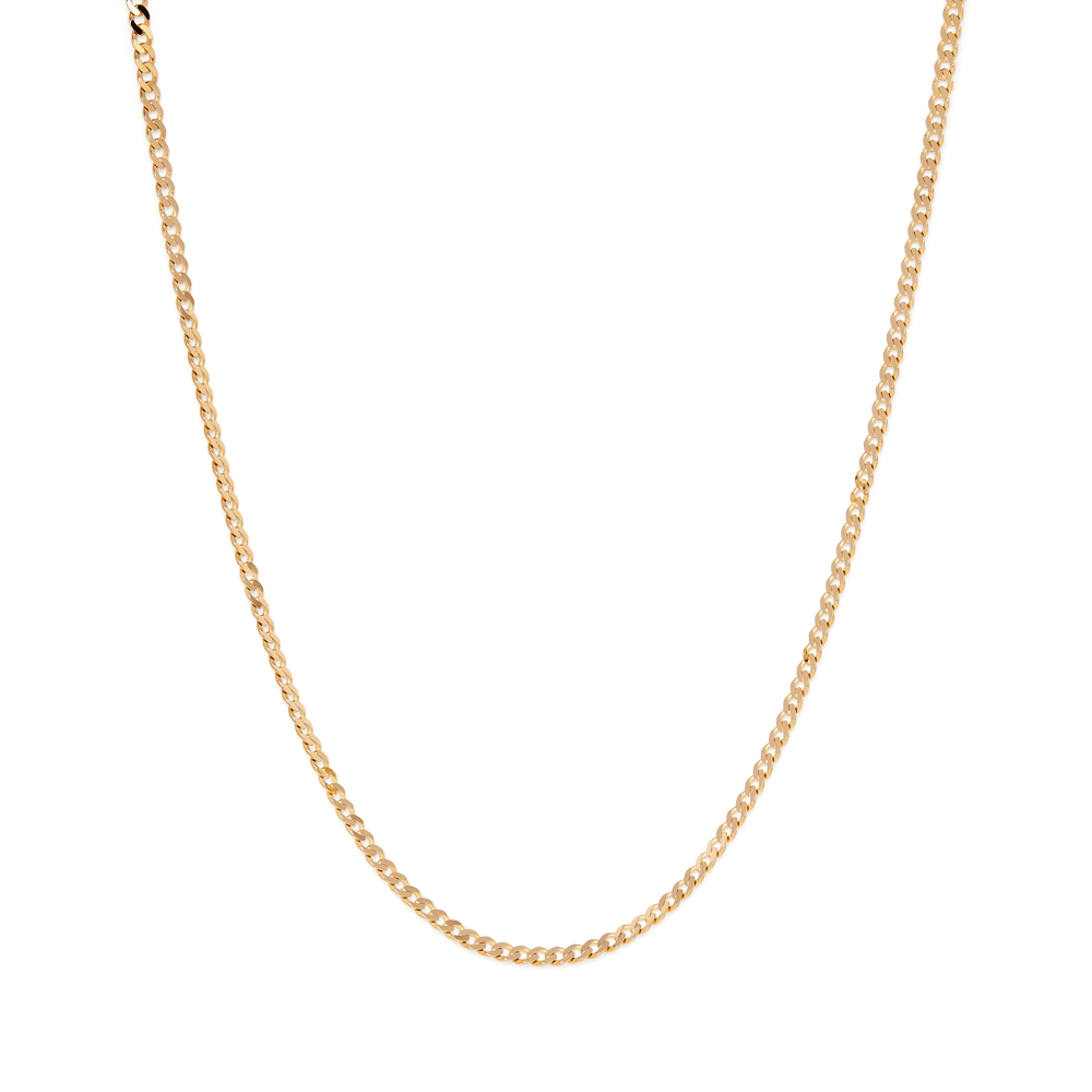 45cm Flat Curb Chain in 9kt Yellow Gold Necklaces Bevilles 