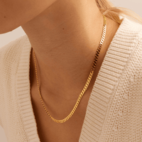 45cm Flat Curb Chain in 9kt Yellow Gold Necklaces Bevilles 