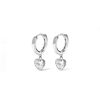 Cubic Zirconia Heart Drop Huggie Earrings in Sterling Silver Earrings Bevilles 