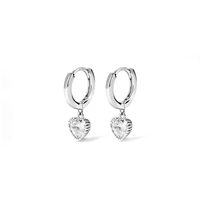 Cubic Zirconia Heart Drop Huggie Earrings in Sterling Silver Earrings Bevilles 