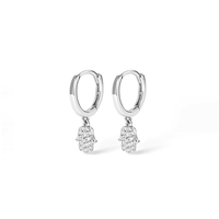 Cubic Zirconia Hamsa Drop Huggie Earrings in Sterling Silver Earrings Bevilles 