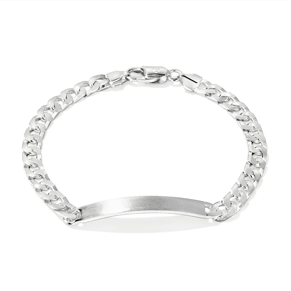 23cm 8mm Width ID Curb Bracelet in Sterling Silver Bracelets Bevilles 