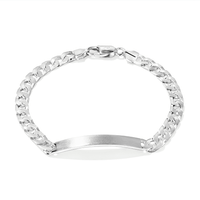 23cm 8mm Width ID Curb Bracelet in Sterling Silver Bracelets Bevilles 
