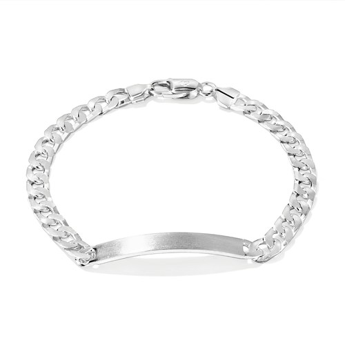 23cm 8mm Width ID Curb Bracelet in Sterling Silver Bracelets Bevilles 