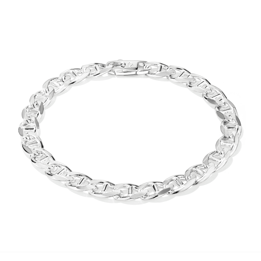 23cm 8mm Width Mariner Bracelet in Sterling Silver Bracelets Bevilles 