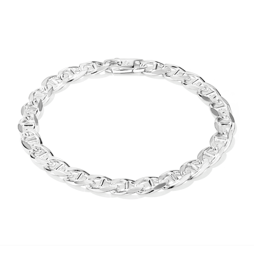 23cm 8mm Width Mariner Bracelet in Sterling Silver Bracelets Bevilles 