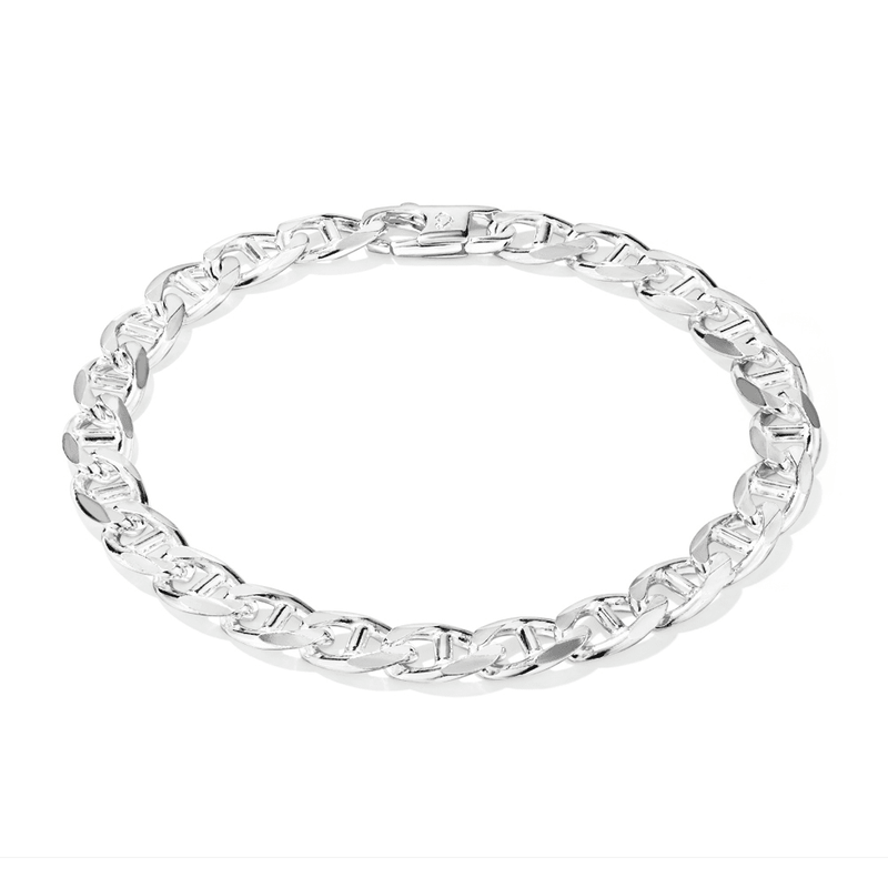 23cm 8mm Width Mariner Bracelet in Sterling Silver Bracelets Bevilles 