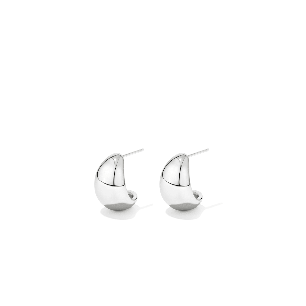 Puff Hoop Stud Earrings in Sterling Silver Earrings Bevilles 