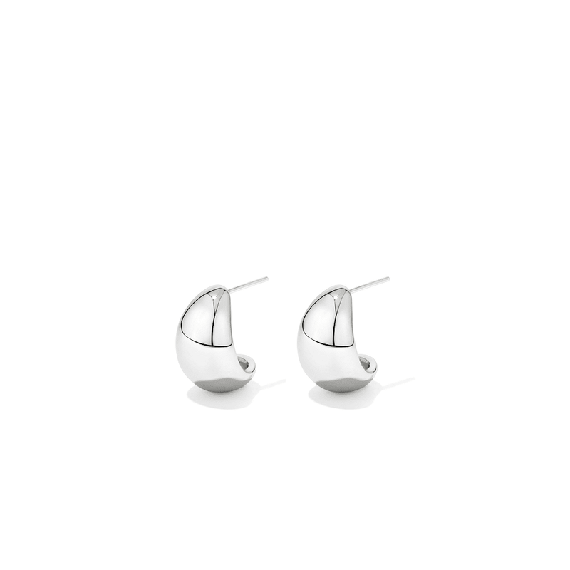 Puff Hoop Stud Earrings in Sterling Silver Earrings Bevilles 