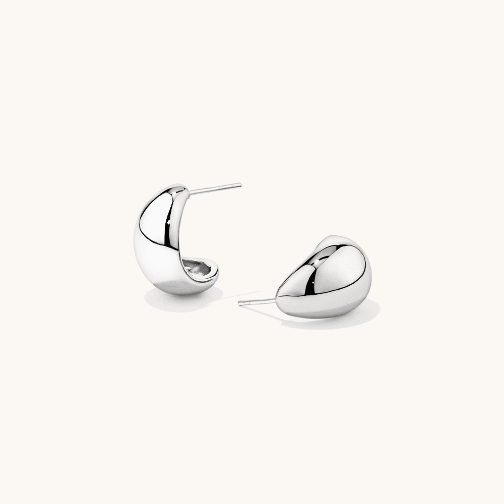 Puff Hoop Stud Earrings in Sterling Silver Earrings Bevilles 