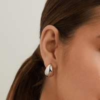 Puff Hoop Stud Earrings in Sterling Silver Earrings Bevilles 