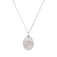 45cm Mother of Pearl Oval Locket Pendant in Sterling Silver Pendants Bevilles 