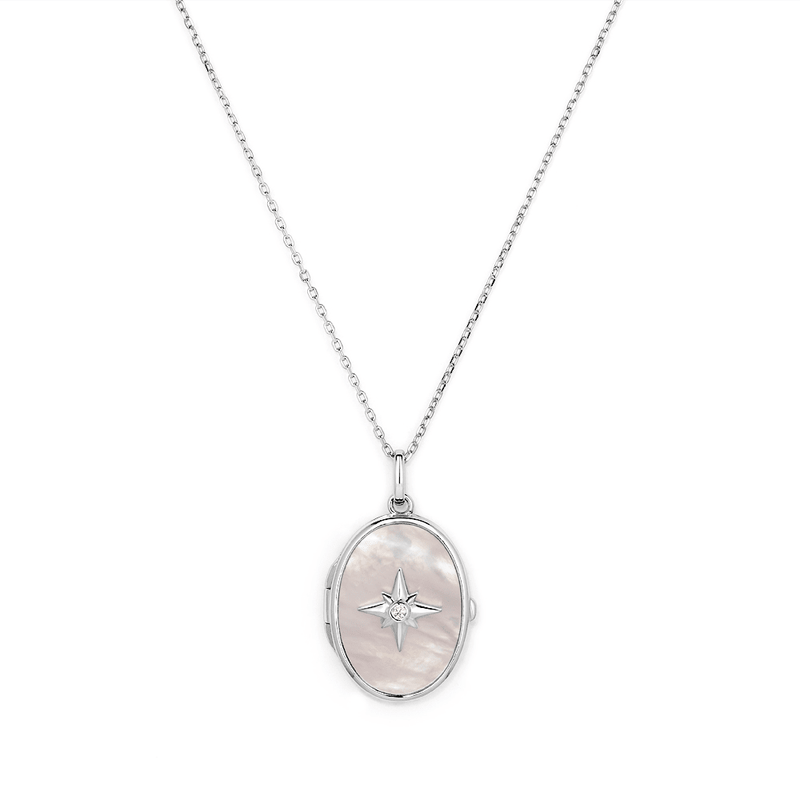 45cm Mother of Pearl Oval Locket Pendant in Sterling Silver Pendants Bevilles 