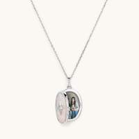 45cm Mother of Pearl Oval Locket Pendant in Sterling Silver Pendants Bevilles 