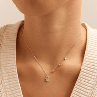 45cm Cubic Zirconia Hamsa Charm Necklace in Sterling Silver Pendants Bevilles 