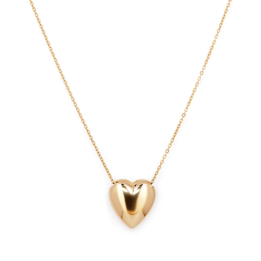 45cm Puff Heart Necklace in 9kt Yellow Gold Pendants Bevilles 
