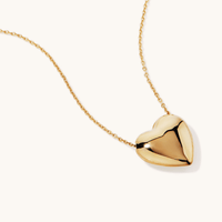 45cm Puff Heart Necklace in 9kt Yellow Gold Pendants Bevilles 