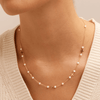 45cm Pearl and Clover Station Necklace in 9kt Yellow Gold Pendants Bevilles 