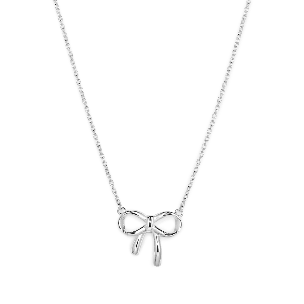 45cm Ribbon Bow Necklace in Sterling Silver Pendants Bevilles 
