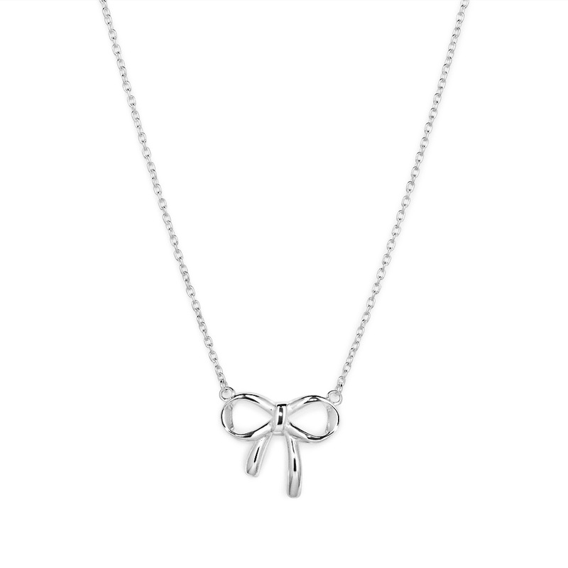 45cm Ribbon Bow Necklace in Sterling Silver Pendants Bevilles 
