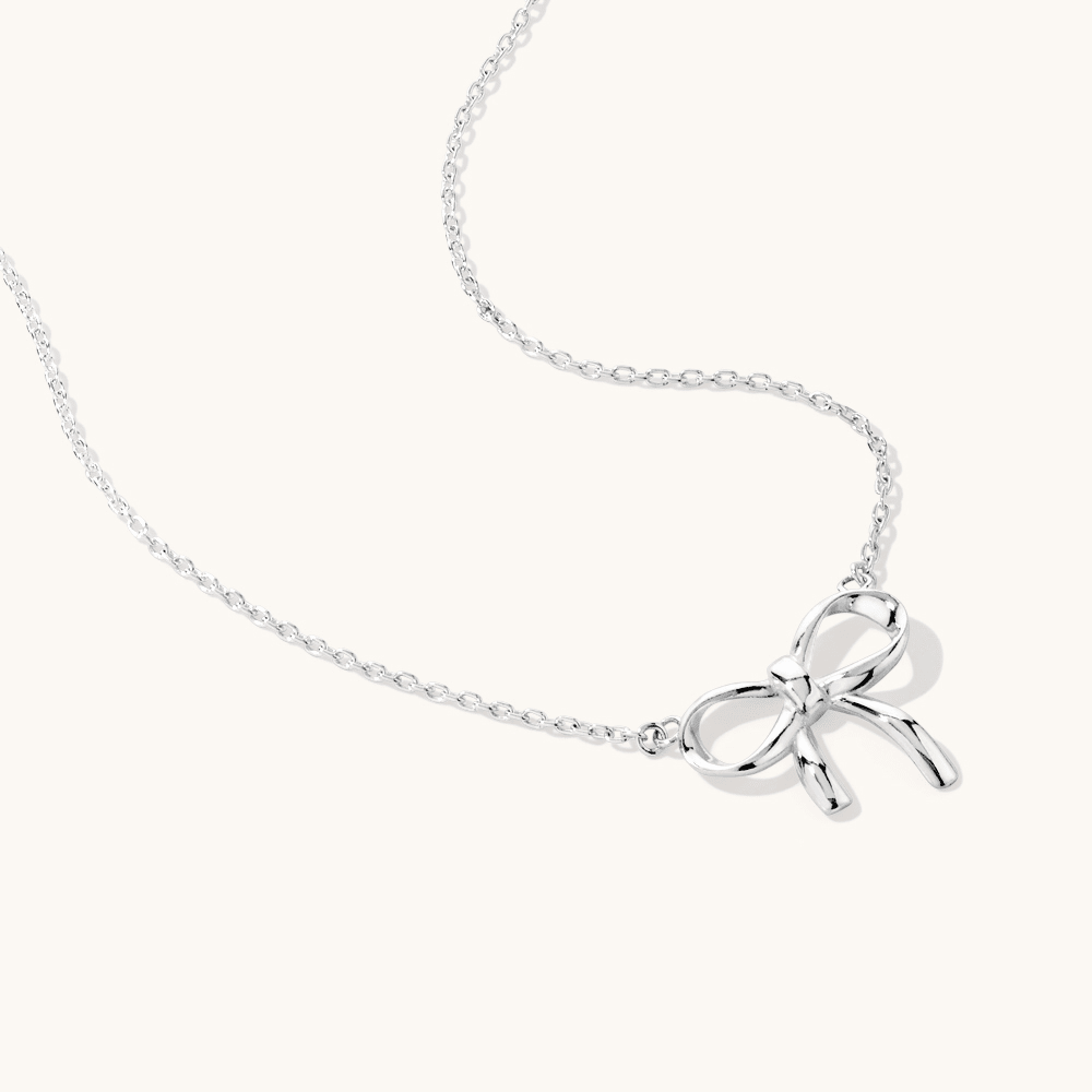 45cm Ribbon Bow Necklace in Sterling Silver Pendants Bevilles 