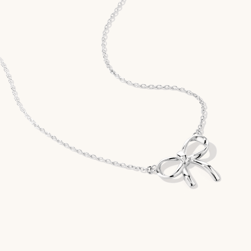 45cm Ribbon Bow Necklace in Sterling Silver Pendants Bevilles 