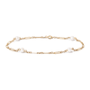 19cm Pearl Station Figaro Bracelet in 9kt Yellow Gold Bracelets Bevilles 