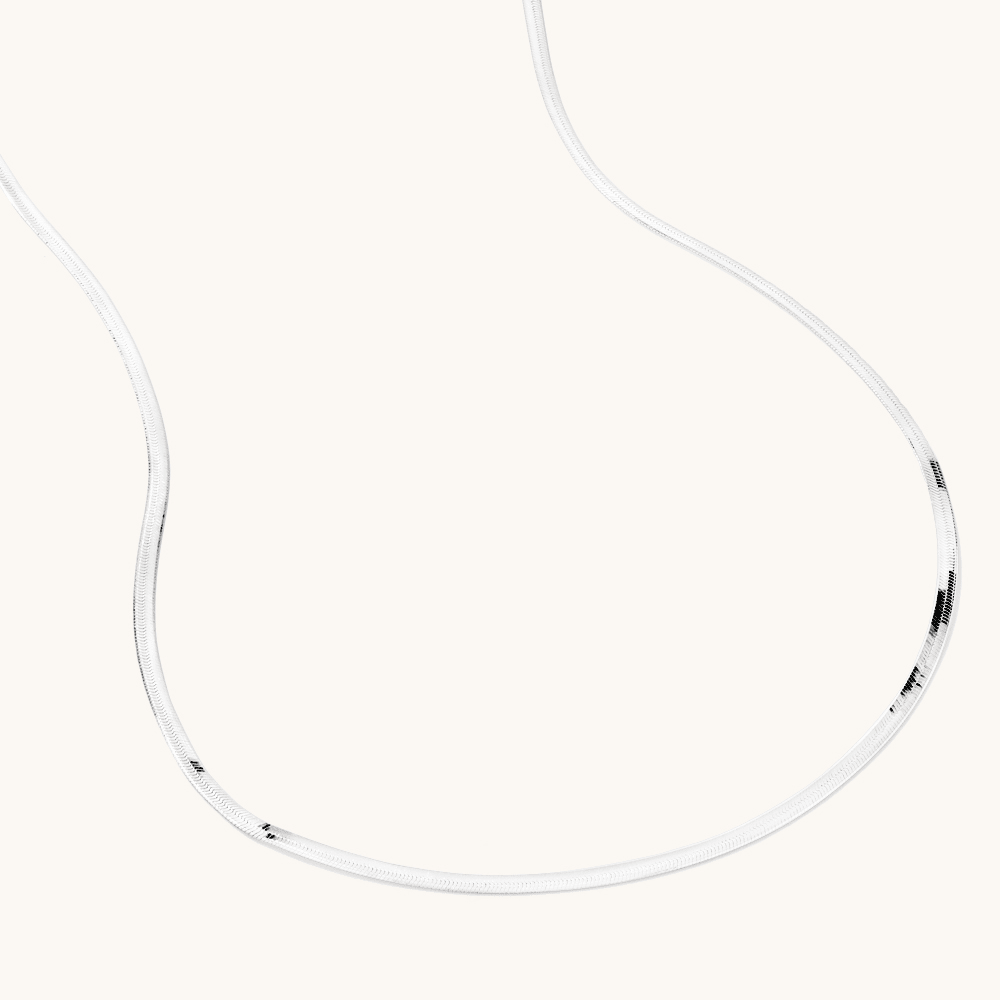 45cm 2mm Width Herringbone Chain Necklace in Sterling Silver Necklaces Bevilles 