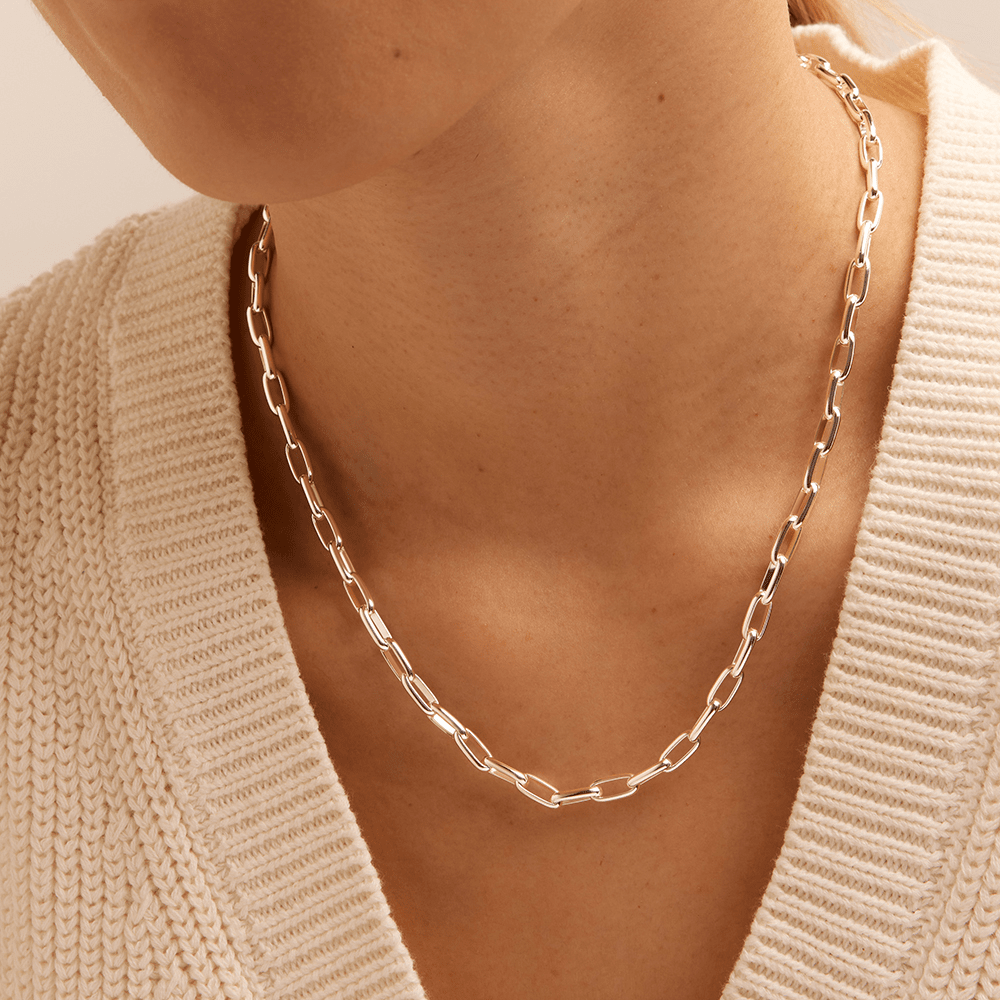 45cm Fine Paperclip Chain in Sterling Silver Necklaces Bevilles 