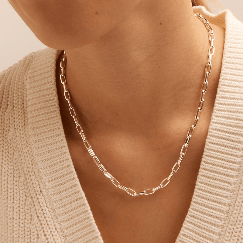 45cm Fine Paperclip Chain in Sterling Silver Necklaces Bevilles 