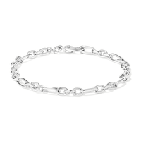 19cm 4mm Width Flat Oval Figaro Bracelet in Sterling Silver Bracelets Bevilles 