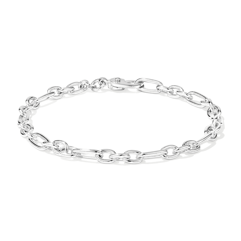 19cm Flat Oval Figaro Bracelet in Sterling Silver Bracelets Bevilles 