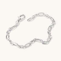 19cm 4mm Width Flat Oval Figaro Bracelet in Sterling Silver Bracelets Bevilles 