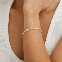 19cm 4mm Width Flat Oval Figaro Bracelet in Sterling Silver Bracelets Bevilles 