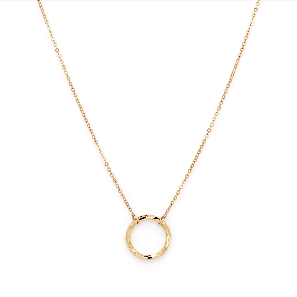 45cm Twist Circle Necklace in 9kt Yellow Gold Pendants Bevilles 