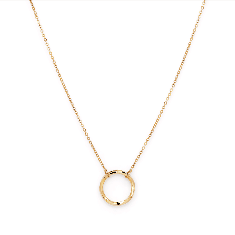 45cm Twist Circle Necklace in 9kt Yellow Gold Pendants Bevilles 