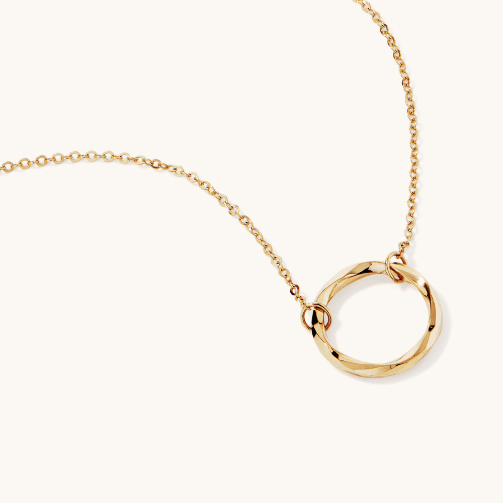 45cm Twist Circle Necklace in 9kt Yellow Gold Pendants Bevilles 