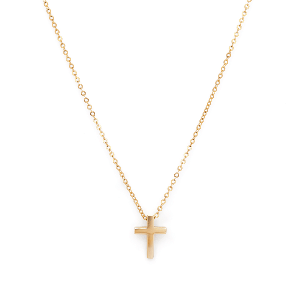 45cm Plain Cross Necklace in 9kt Yellow Gold Pendants Bevilles 