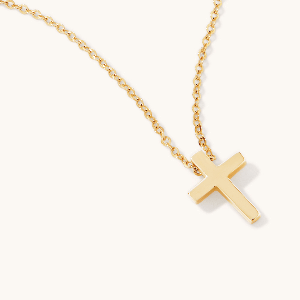 45cm Plain Cross Necklace in 9kt Yellow Gold Pendants Bevilles 