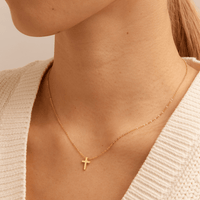 45cm Plain Cross Necklace in 9kt Yellow Gold Pendants Bevilles 