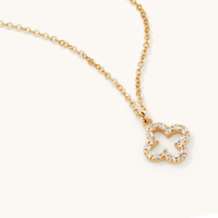 45cm Cubic Zirconia Open Clover Pendant Necklace in 9kt Yellow Gold Pendants Bevilles 