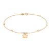 19cm Ball Station Bracelet with Clover Charm in 9kt Yellow Gold Bracelets Bevilles 