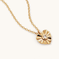 Cubic Zirconia Fluted Heart Necklace in 9kt Yellow Gold Pendants Bevilles 