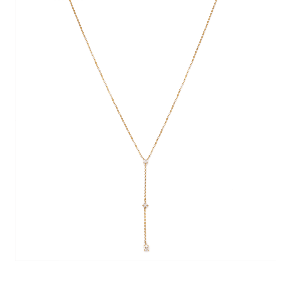 45cm Cubic Zirconia Station Drop Necklace in 9kt Yellow Gold Pendants Bevilles 