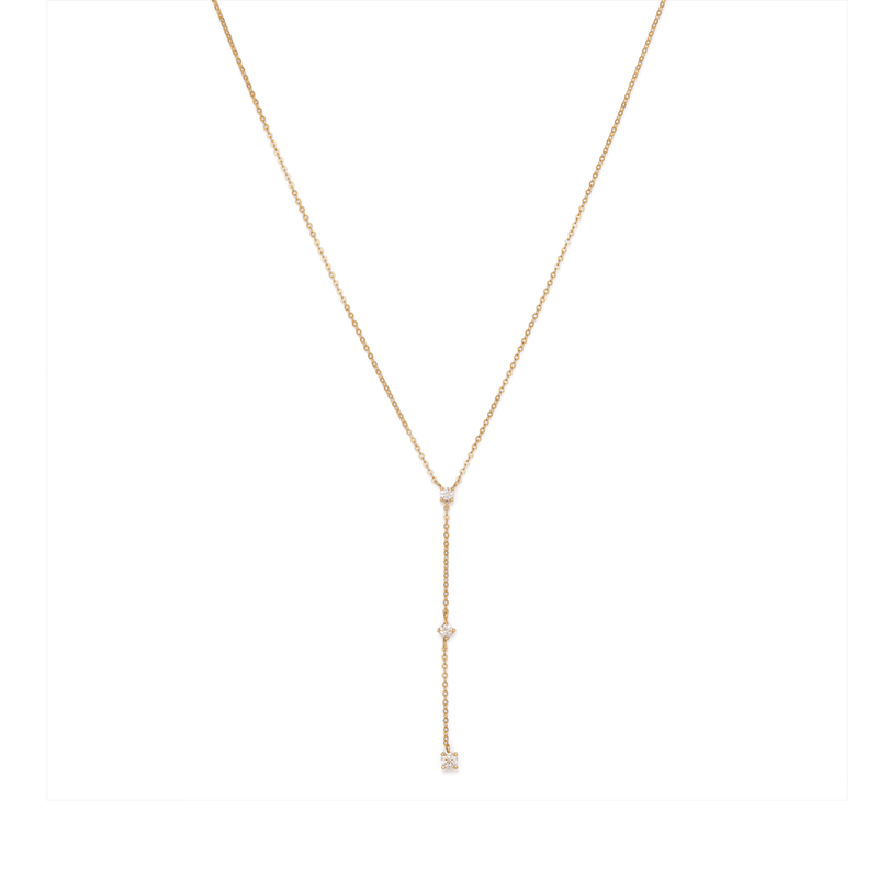 45cm Cubic Zirconia Station Drop Necklace in 9kt Yellow Gold Pendants Bevilles 