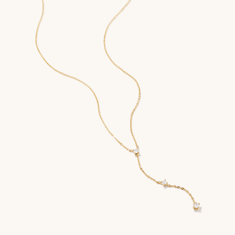 45cm Cubic Zirconia Station Drop Necklace in 9kt Yellow Gold Pendants Bevilles 