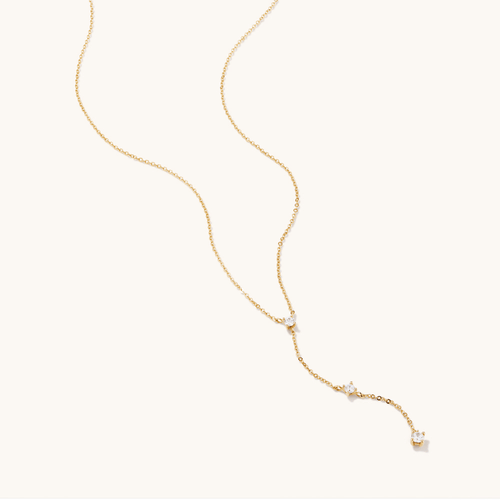 45cm Cubic Zirconia Station Drop Necklace in 9kt Yellow Gold Pendants Bevilles 
