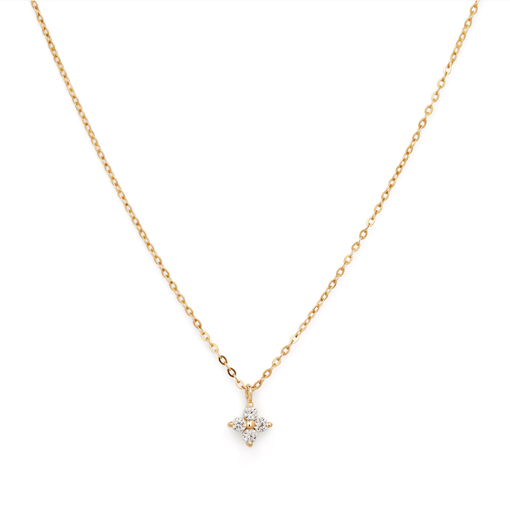 45cm Cubic Zirconia Flower Necklace in 9kt Yellow Gold Pendants Bevilles 